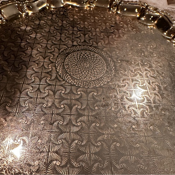 Gold Authentic Vintage Antique Serving Tray Shabby Chic Home Decor - Picture 4 of 10